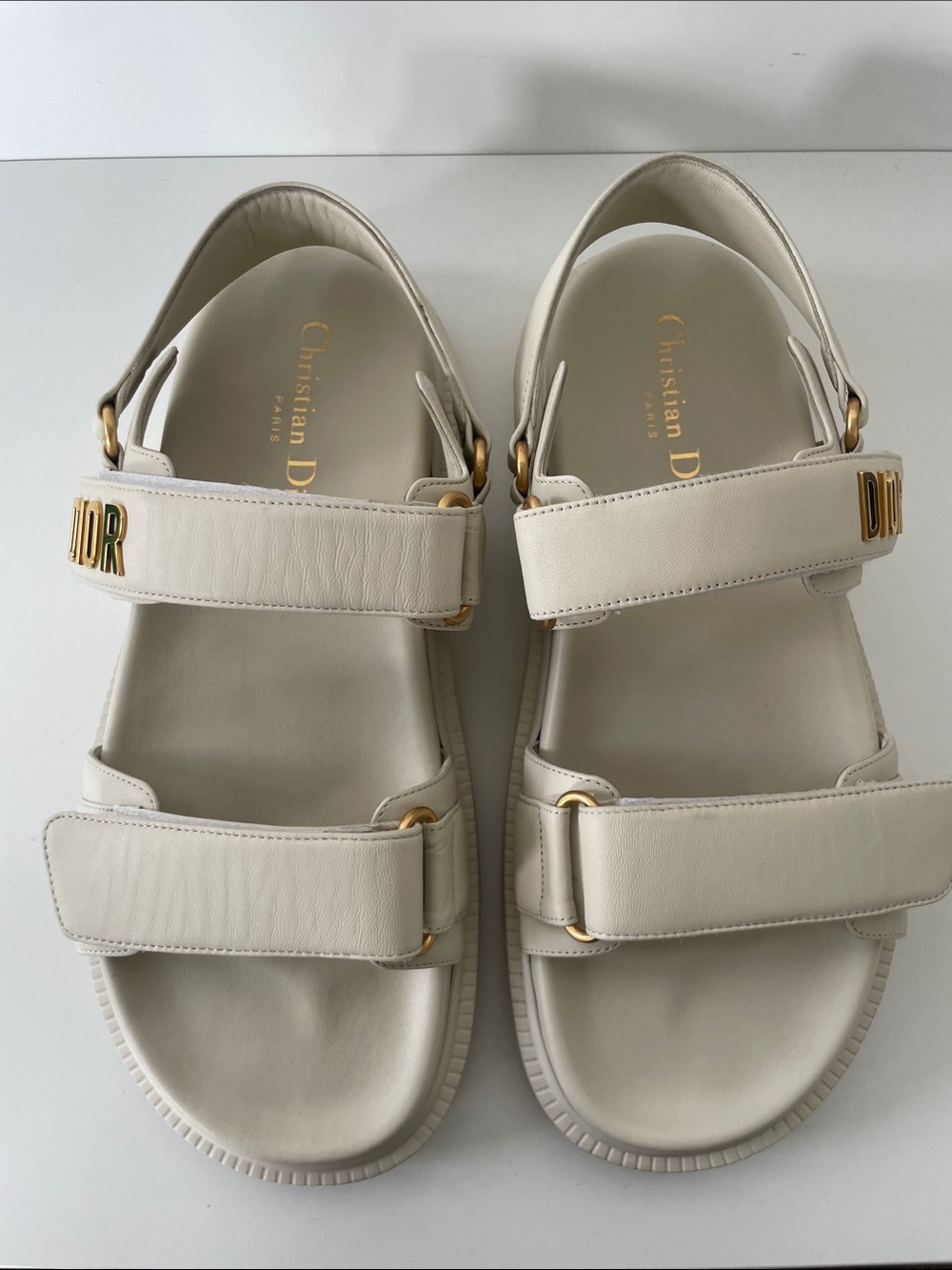Dior Dioract Cream Leather Sandals size 38.5